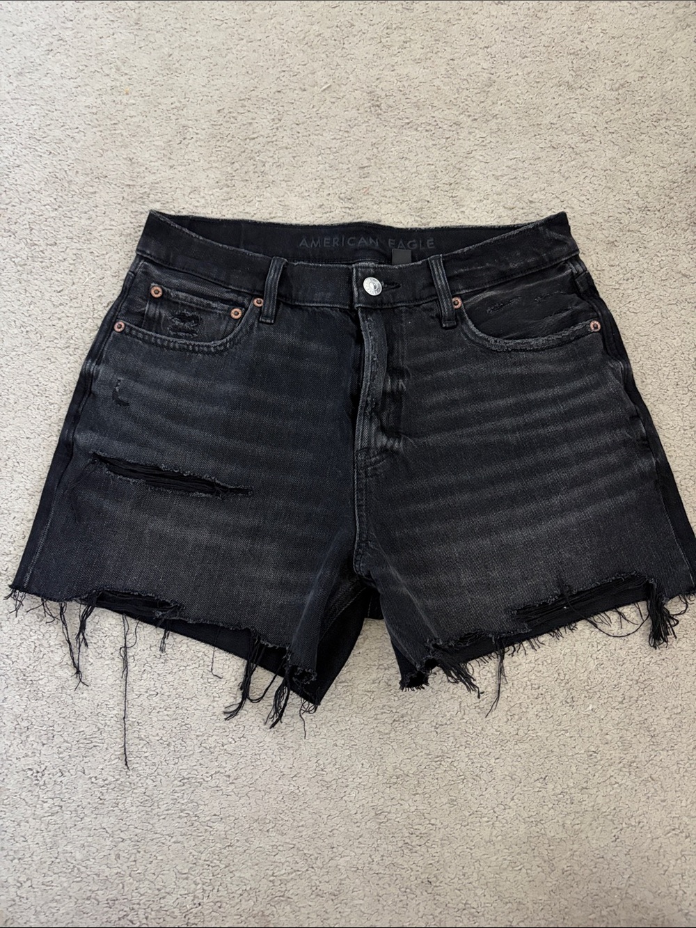 American Eagle Outfitters Black Distressed Denim Cutoff Shorts